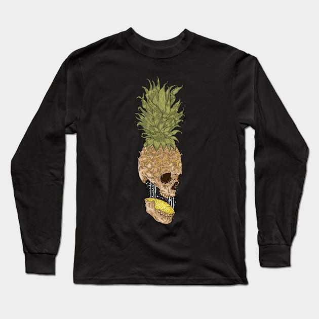 pineapple skull Long Sleeve T-Shirt by PaperHead